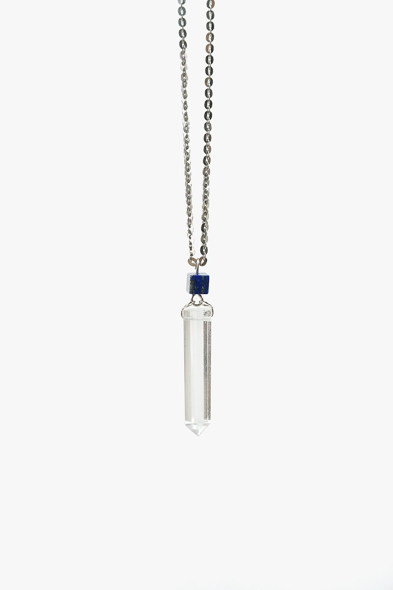 簡美透明水晶柱墜子項鍊 // 聖誕禮物 - 項鍊 - 寶石 透明