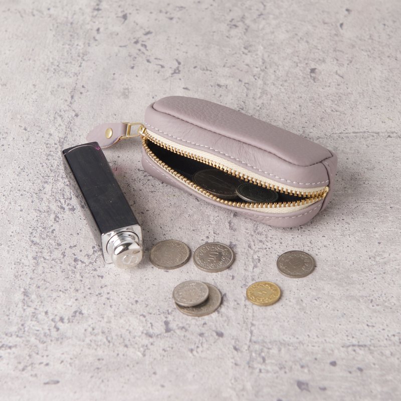 Mini Zipper Pouch / Pale Mauve - กระเป๋าใส่เหรียญ - หนังแท้ สีม่วง