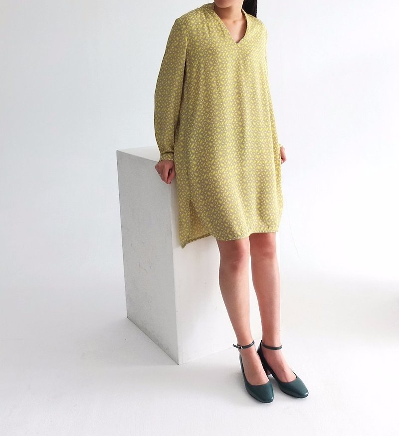 Tisch Dress bright yellow and gray animal pattern dress - One Piece Dresses - Other Materials 