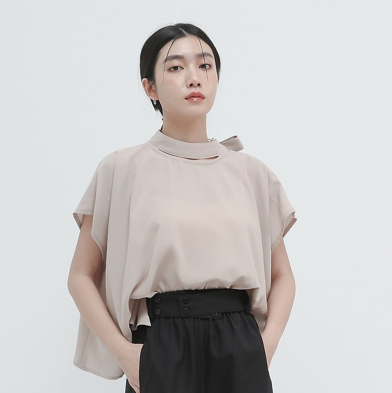 [Classic Original] Chunmian_Chunmian Stand Collar Change Top_CLT021_M - เสื้อผู้หญิง - เส้นใยสังเคราะห์ สีกากี