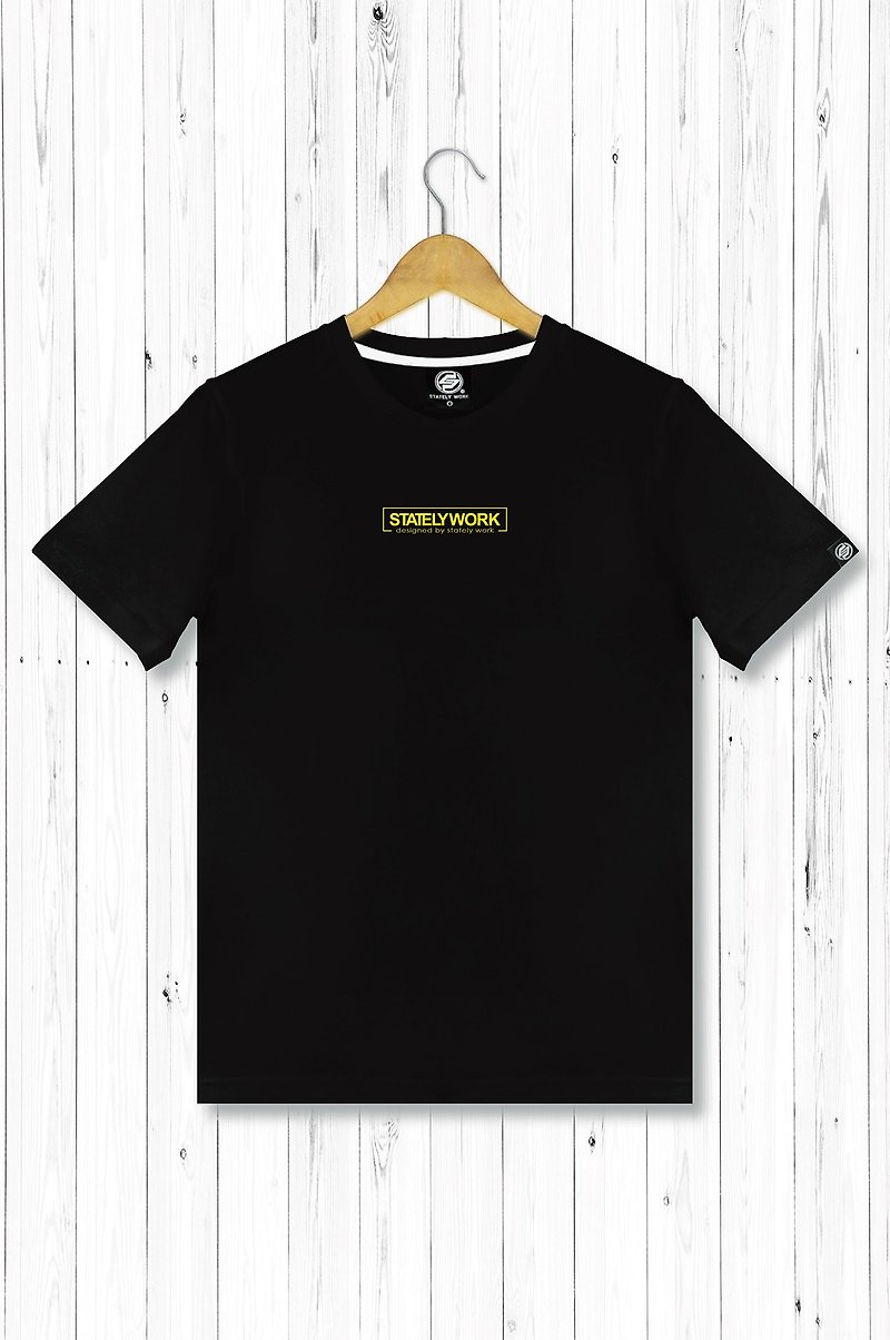 statelywork small LOGOT-male black T-shirt - เสื้อยืดผู้ชาย - ผ้าฝ้าย/ผ้าลินิน สีดำ