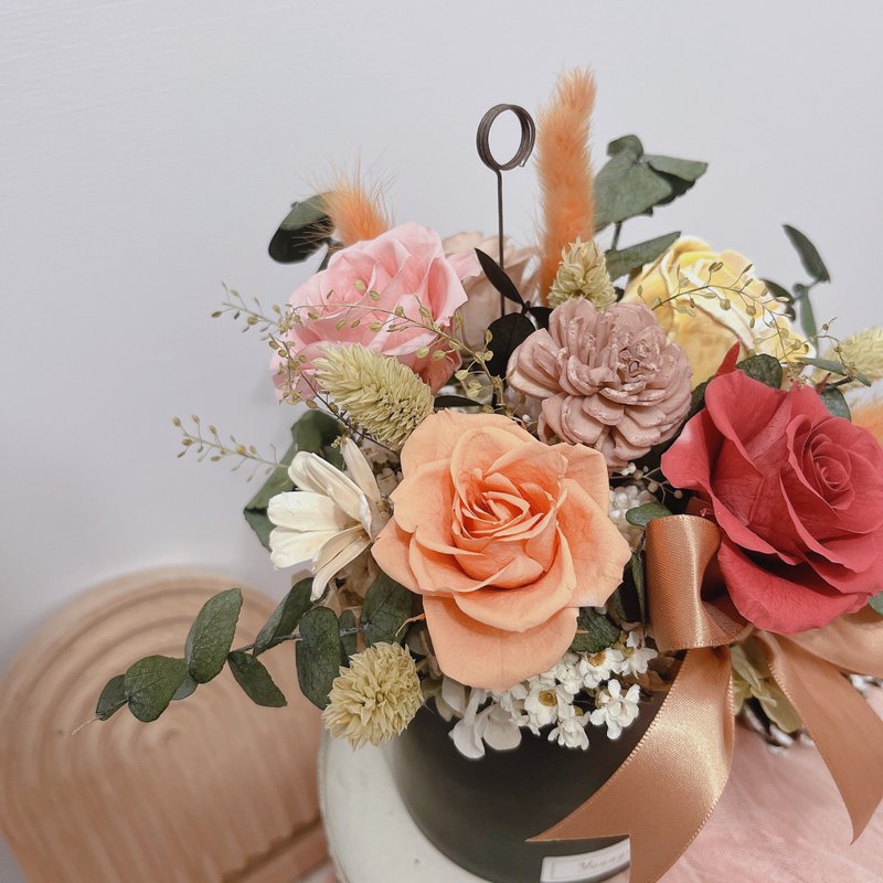 開幕盆花/永生花盆花/暖色調/入厝禮 - 乾燥花/永生花 - 植物．花 橘色