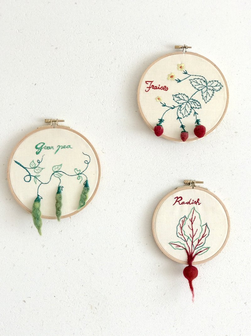 Bowl pods - the embroidery frame Mural - embroidered wool felt +