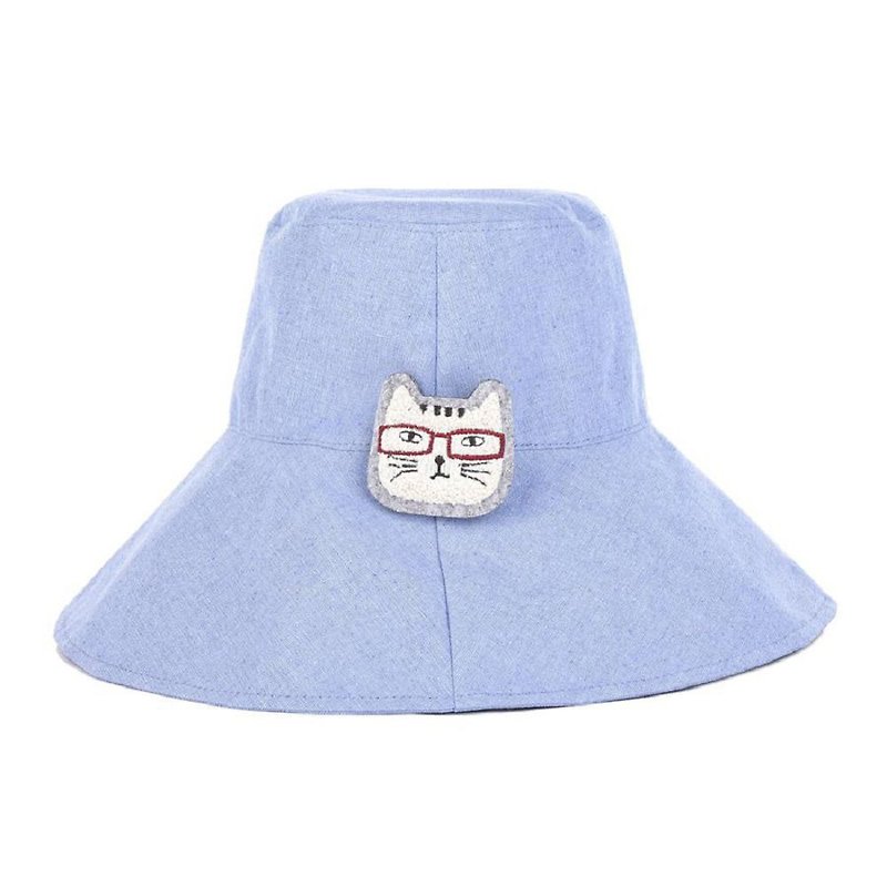 Kusuguru Japan Fisherman Hat Sun Hat Sunscreen Big Brim Adjustable Head Circumference Comes With Pins - Blue - หมวก - ผ้าฝ้าย/ผ้าลินิน สีน้ำเงิน