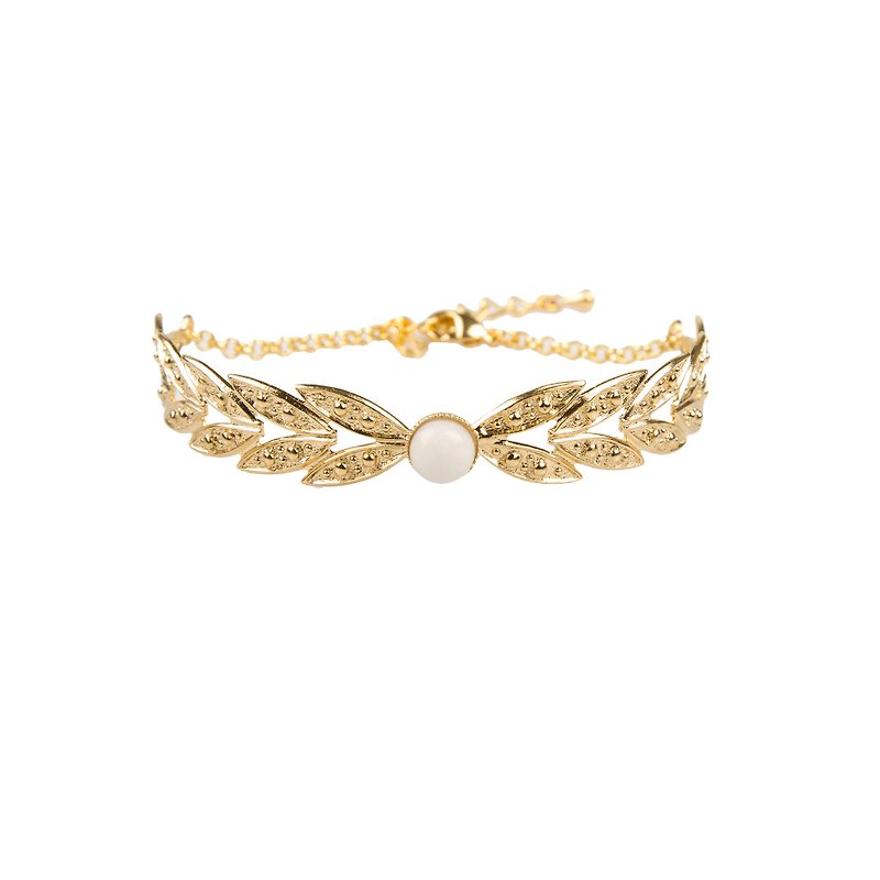 Caesar bracelet with white jade - Bracelets - Gemstone White