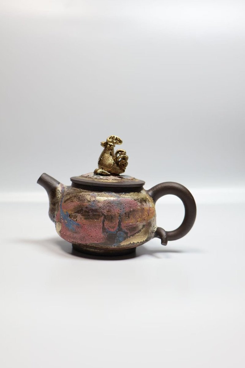 Teacher Yu Huayu-Newly launched in 2025-Colored Rock Series-Colored Rock Gilded Pot-Capacity about 120cc - Teapots & Teacups - Pottery 