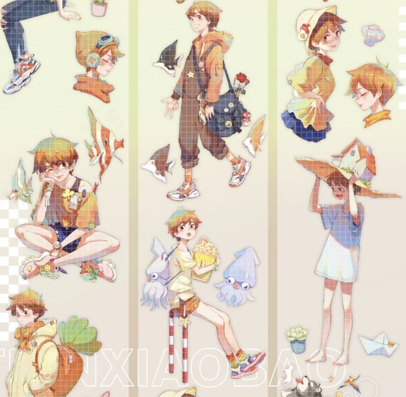 Longing for the town mori boy PET washi tape made in Taiwan 5 meters roll - มาสกิ้งเทป - วัสดุอื่นๆ หลากหลายสี