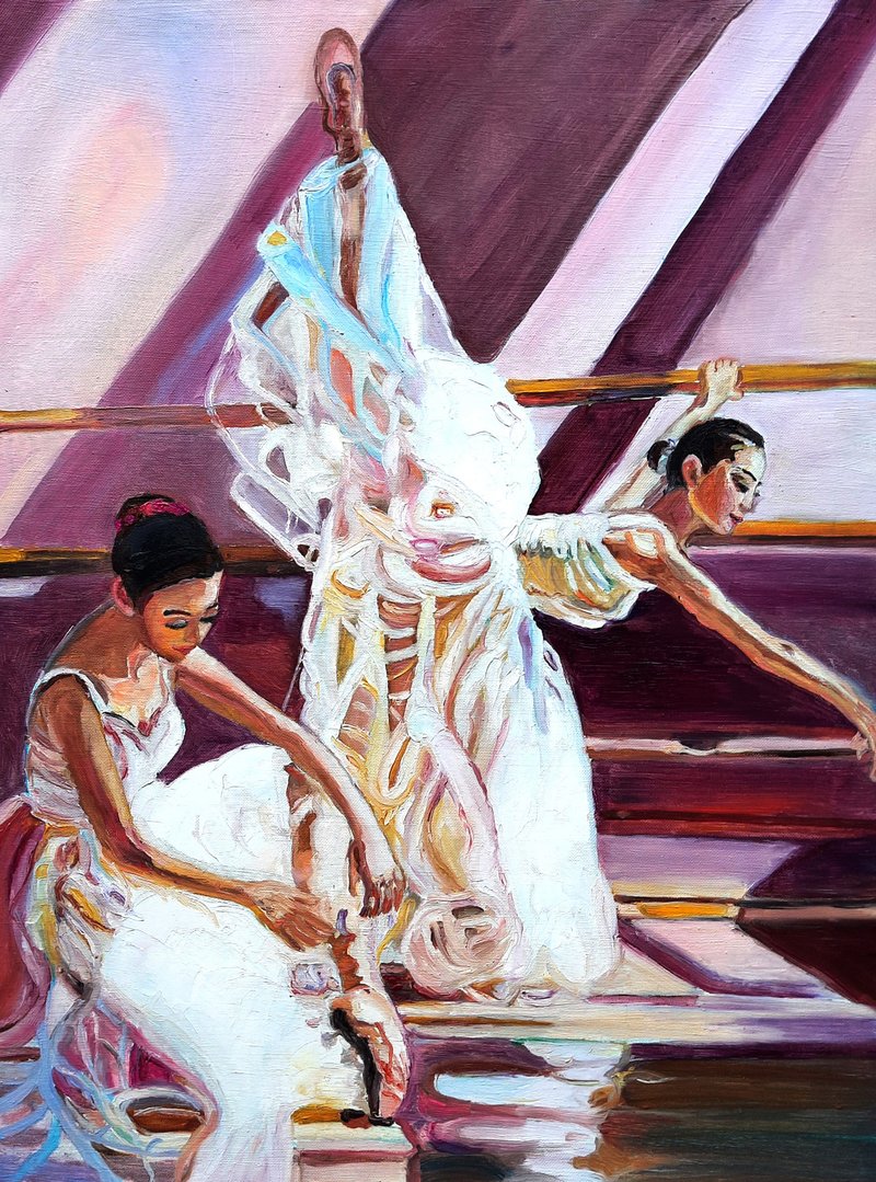 油畫原作 Ballerina Art Original Painting  手工油畫  油畫 Oil On Canvas  Wall Decor - 壁貼/牆壁裝飾 - 其他材質 紫色