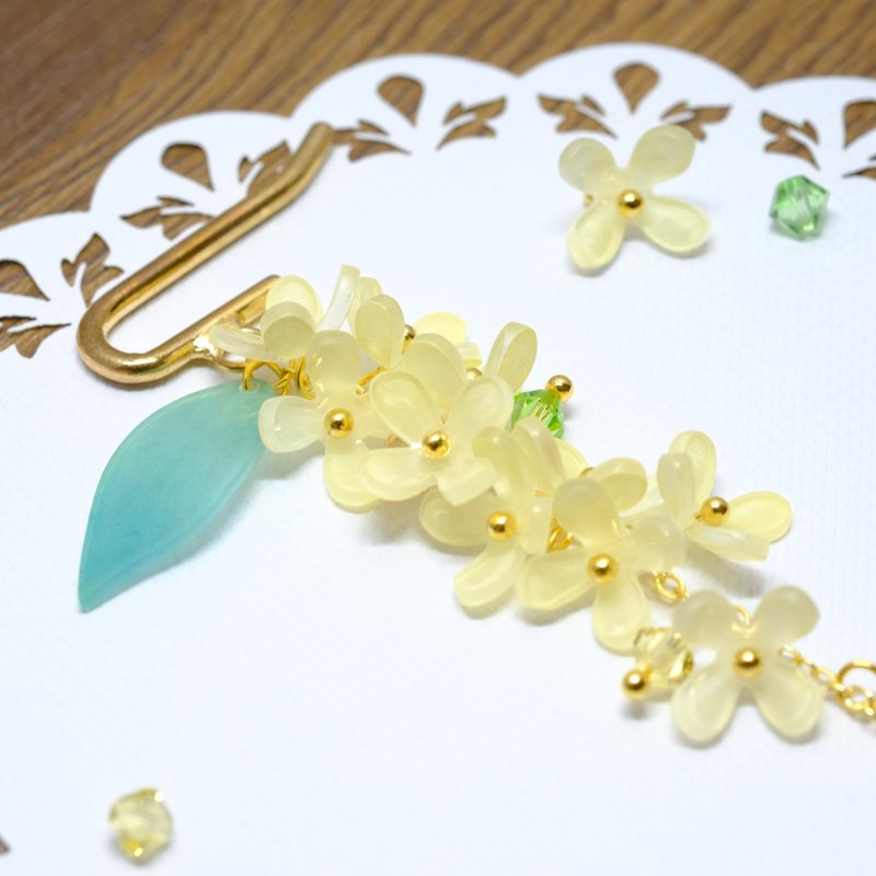 Osmanthus pony hook 【Flowers in the Moonlight】 - เครื่องประดับผม - พลาสติก ขาว