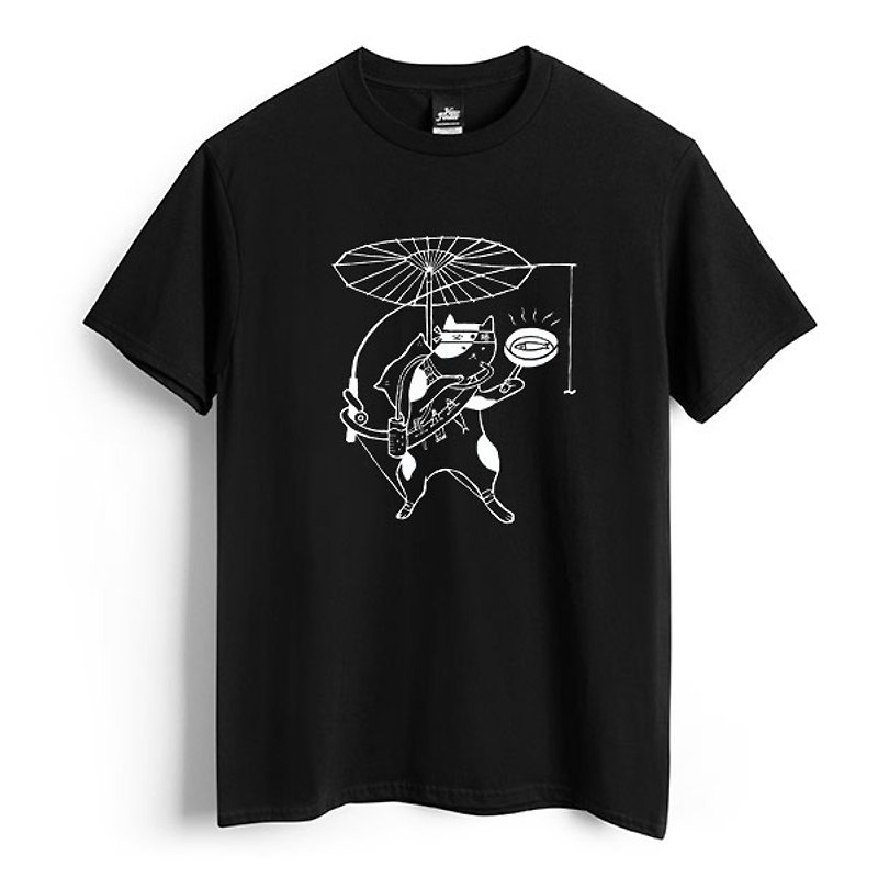 Wanderer-Black-Unisex T-shirt - เสื้อยืดผู้ชาย - ผ้าฝ้าย/ผ้าลินิน สีดำ