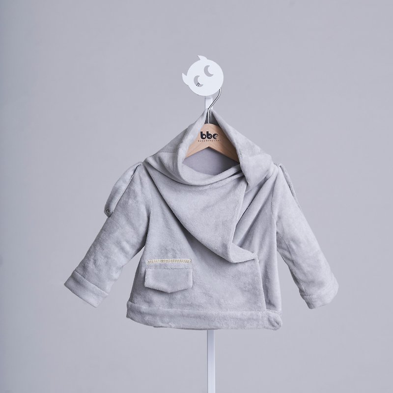 Draped collar Coat - 100% organic cotton - Coats - Cotton & Hemp Gray