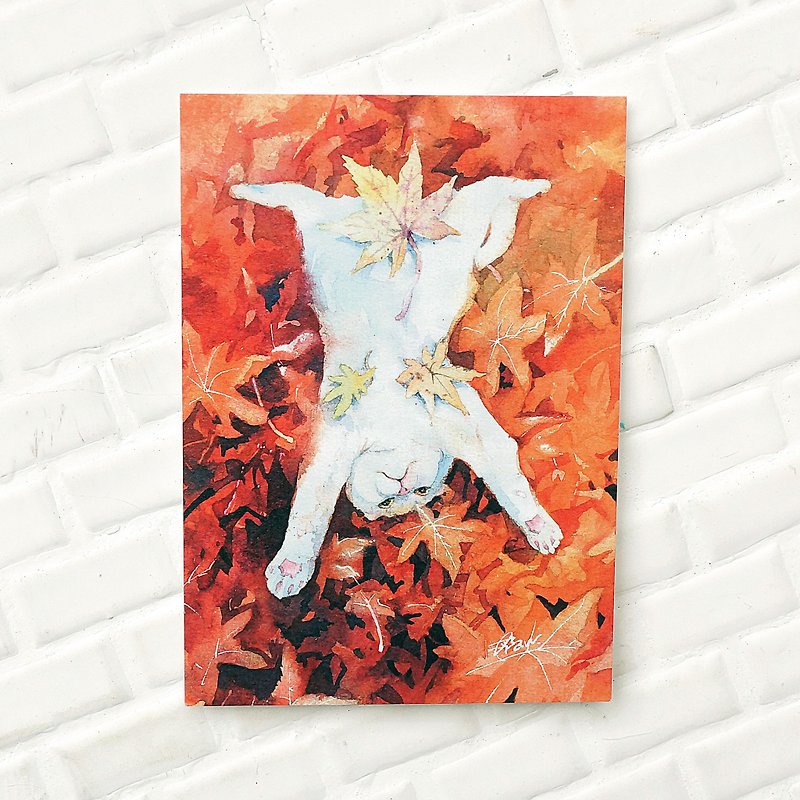 Watercolor Painted Baby Series Postcard (Thick Pound) - Maple - การ์ด/โปสการ์ด - กระดาษ สีส้ม