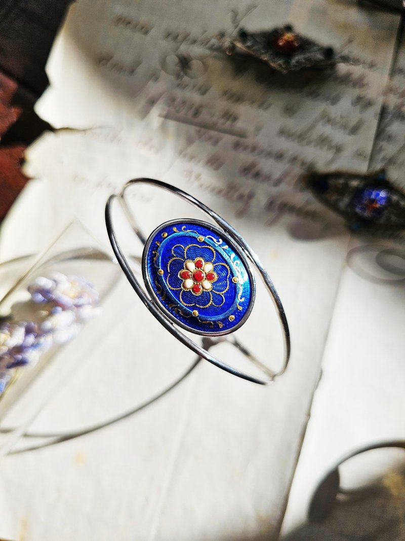 Emaux Bressans寶藍琺瑯手環開放式手環【法國珠寶】 - 手鍊/手環 - 琺瑯 藍色