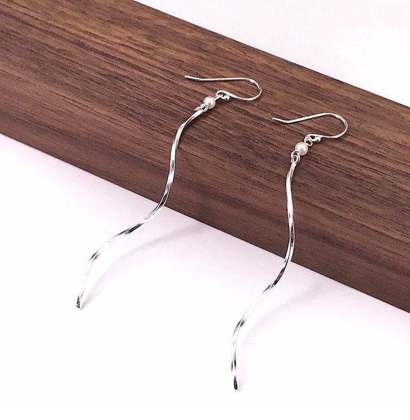Stylish Silver 925 & Fresh Water Pearl Earrings - Earrings & Clip-ons - Other Metals Silver