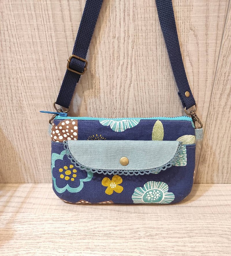 Mobile phone bag - geometric flower - กระเป๋าแมสเซนเจอร์ - ผ้าฝ้าย/ผ้าลินิน 