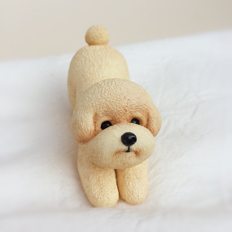 Lazy Poodle / Office Healing Objects / Business Card Holder / Home Decoration - ของวางตกแต่ง - เรซิน สีนำ้ตาล