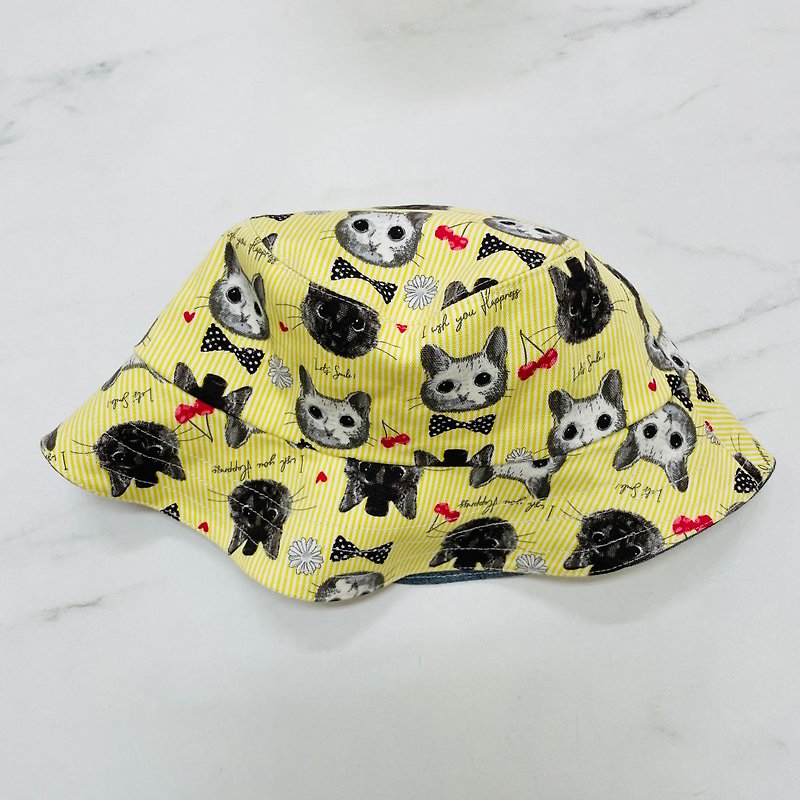 Cat double-sided fisherman hat - Other - Cotton & Hemp Multicolor