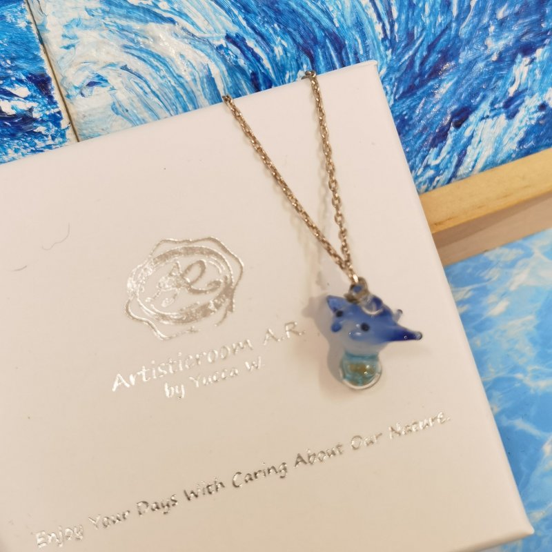 魔鬼魚海洋球項鏈 - 項鍊 - 玻璃 藍色