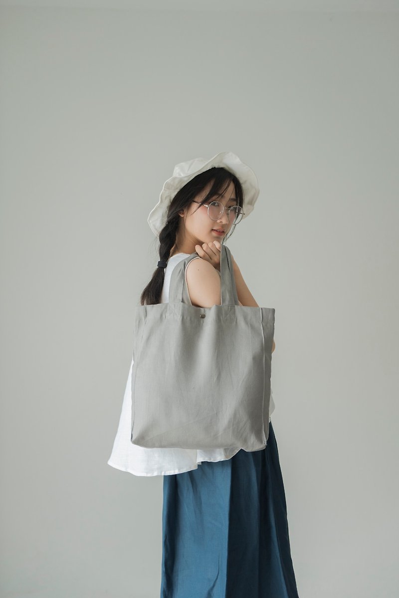 Casual Linen Tote Bag (Grey) - Handbags & Totes - Linen Gray