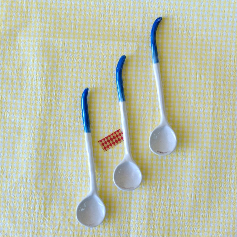 來一點音符 彎彎湯匙 - 餐具/刀叉湯匙 - 陶 藍色