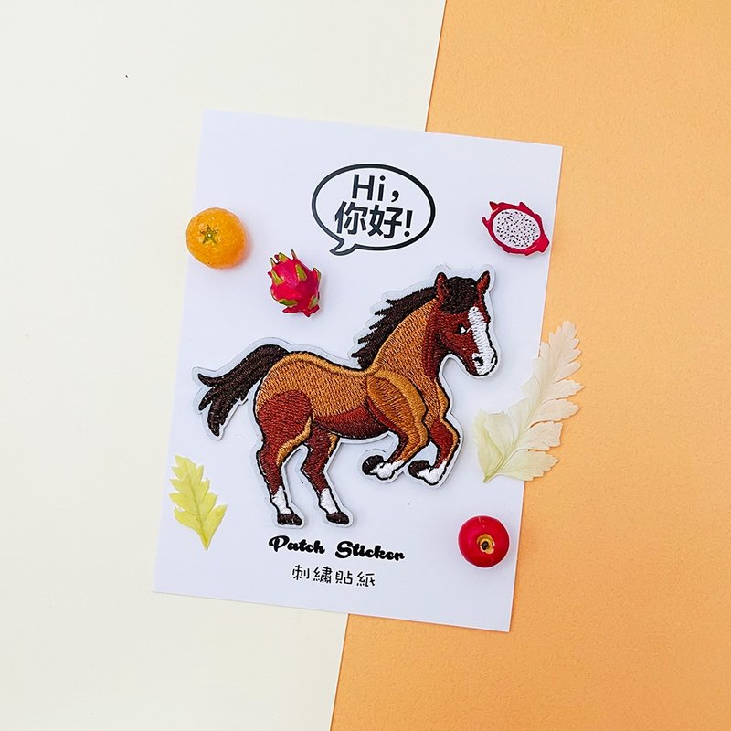 刺繡貼紙-棕馬 - 貼紙 - 繡線 咖啡色