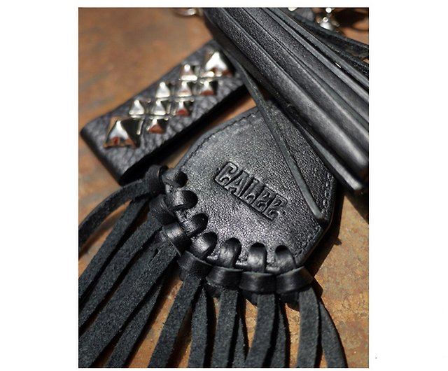 Calee Studs&Embossing Assort Leather Key Ring leather rivet key