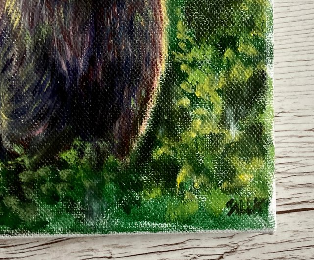 クマの絵、キャンバスに描かれたオリジナルの油絵、動物の絵