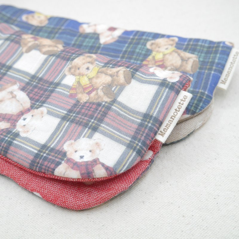 ふわもこハンカチ / テディベアチェック-Teddy Bear Check- / L・20×20cm Fuwamoko Gauzehandkerchief - 手帕 - 棉．麻 多色