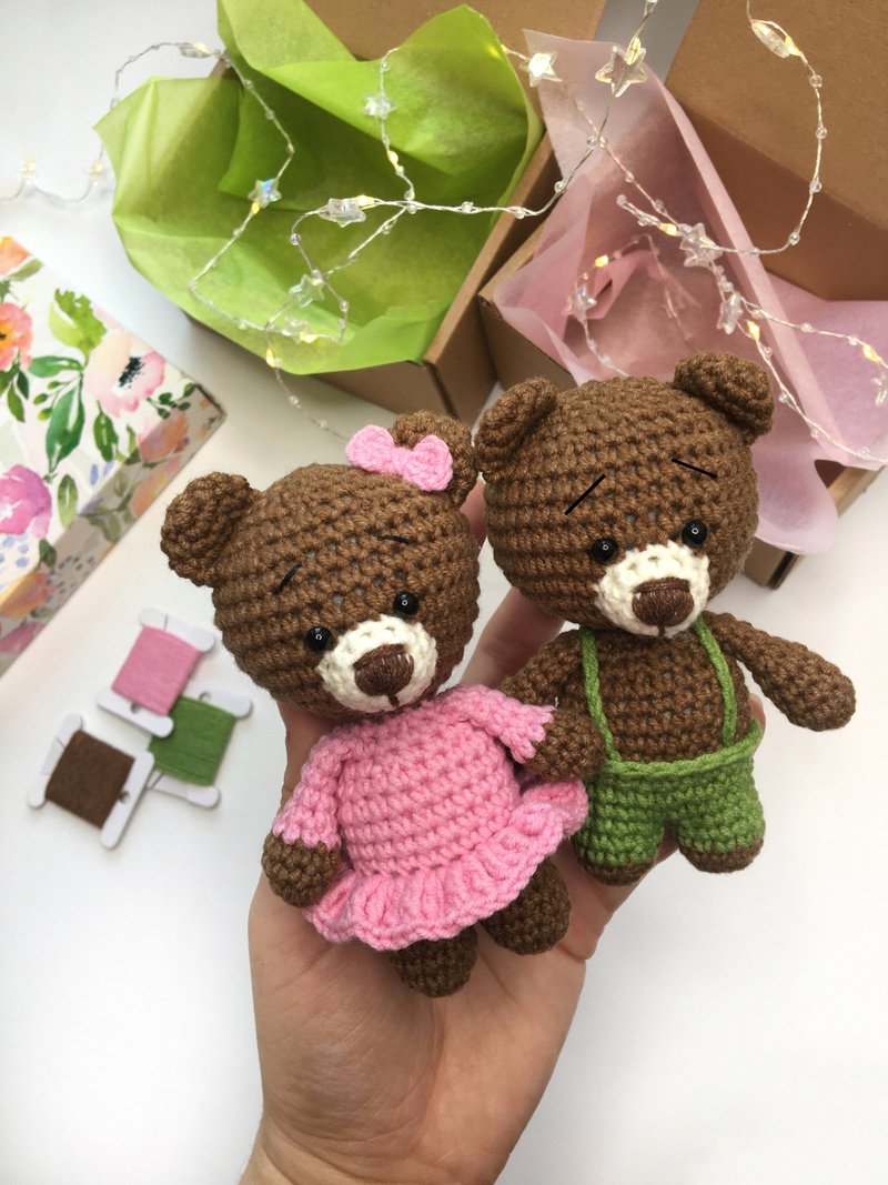 Miniature bear doll, little bear toy, woodland baby shower gift, bear toy - ของเล่นเด็ก - วัสดุอื่นๆ สีนำ้ตาล