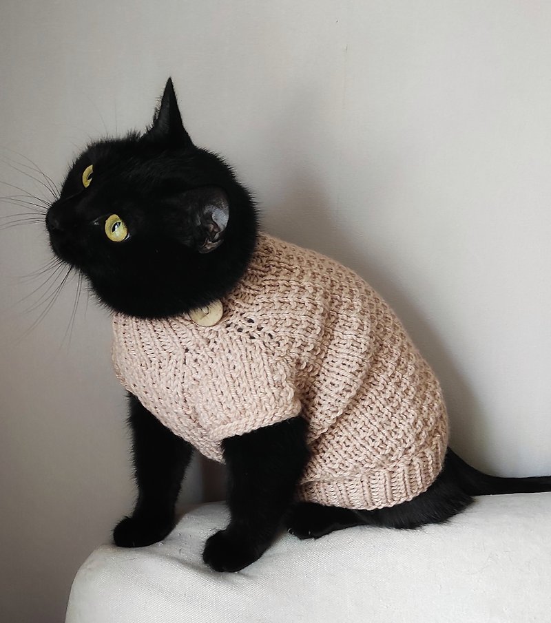 ペットジャンパー 猫用セーター 手編みペット服 猫用ニット 犬用セーター - 洋服・帽子 - ウール 