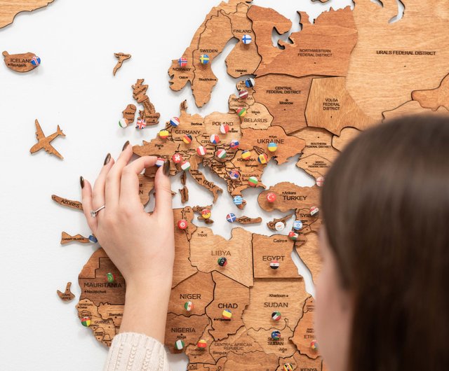 壁の装飾、3D 世界地図ウォールアート、アパートへのギフト、インスピ