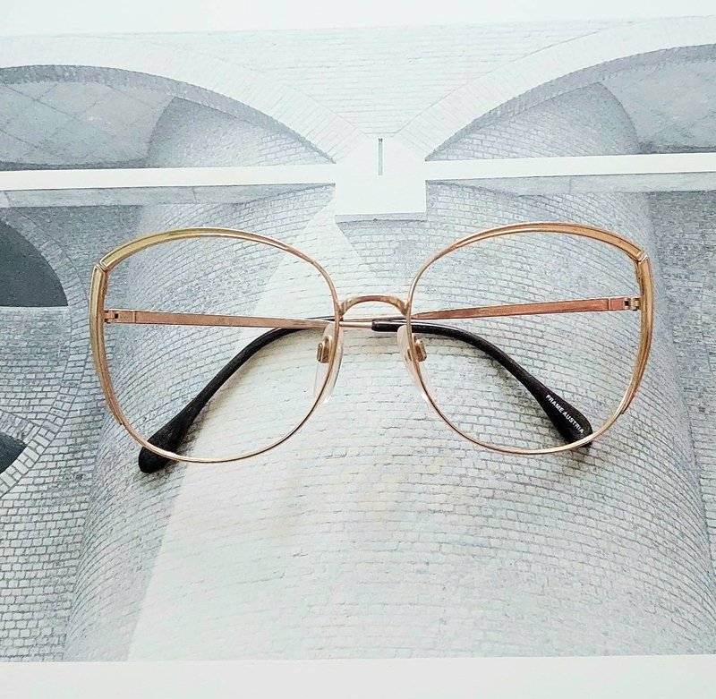 1970's Austria silhouette arc gold mirror metal antique glasses old brand new - กรอบแว่นตา - โลหะ สีทอง