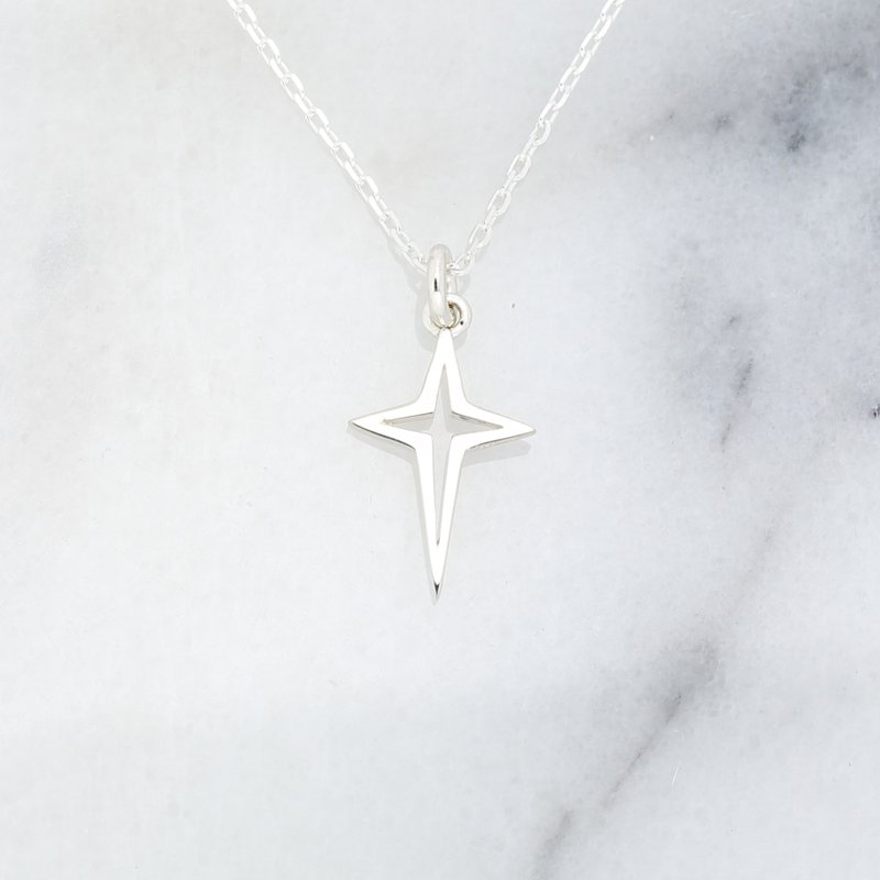 【Angel & Me】Forever Star Cross s925 sterling silver necklace Christmas gift - สร้อยคอ - เงินแท้ สีเงิน