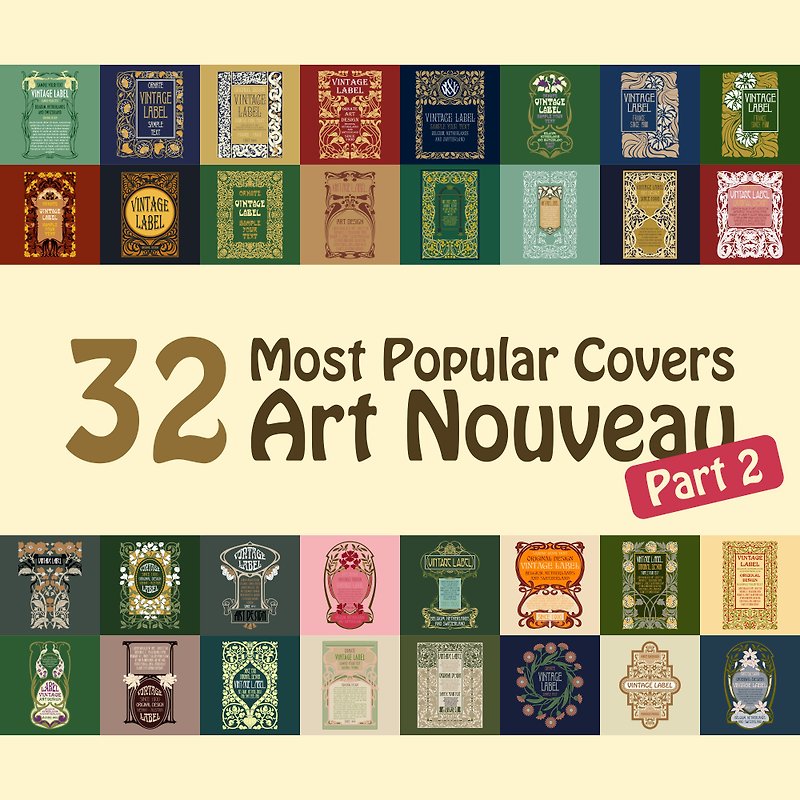 32 Most Popular Digital Vector Covers: Art Nouveau - part 2 - 圖文模板設計 - 其他材質 