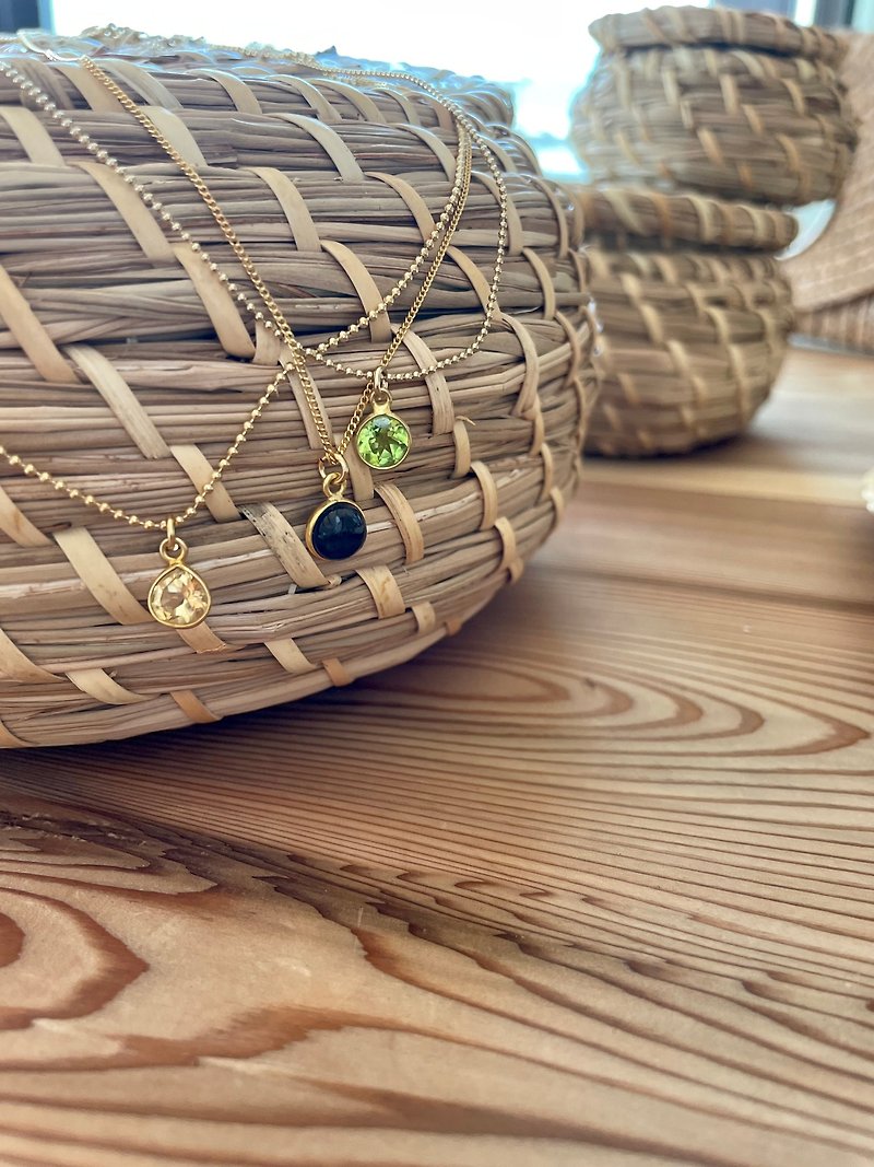Tiny Iolite, Peridot, Citline, Brass necklace - Earrings & Clip-ons - Semi-Precious Stones Multicolor