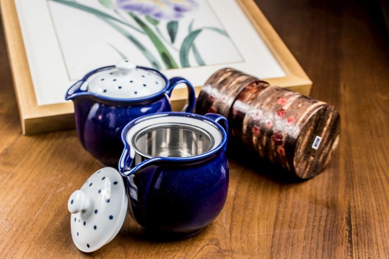 日本藍丸紋陶茶壺(indigo japan)-450ml - 茶壺/茶杯/茶具 - 瓷 