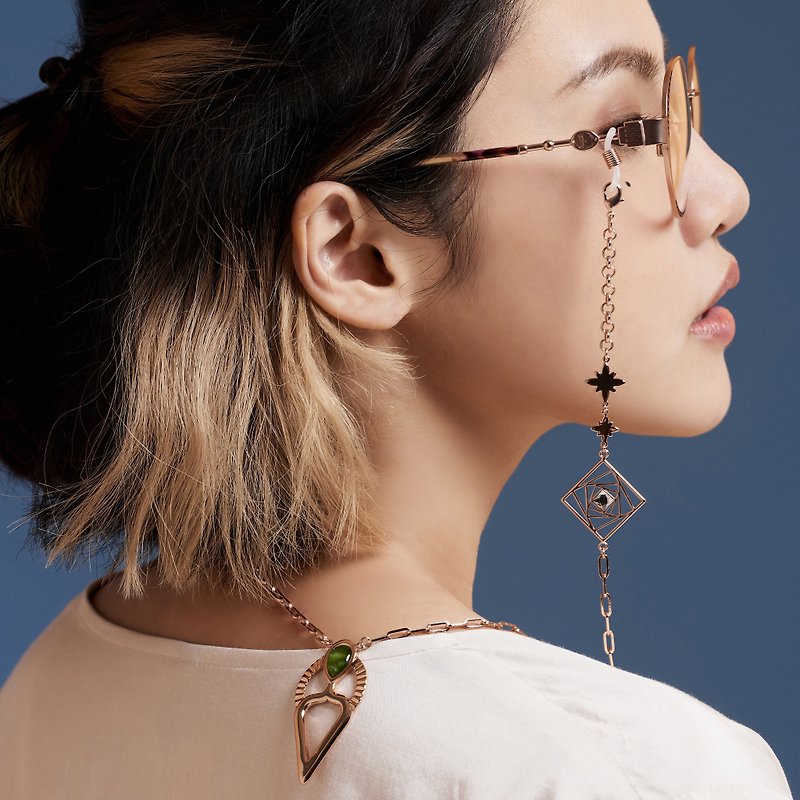 眼鏡吊鏈 | ETERNAL | 貓眼石紋路 - 項鍊 - 銅/黃銅 粉紅色