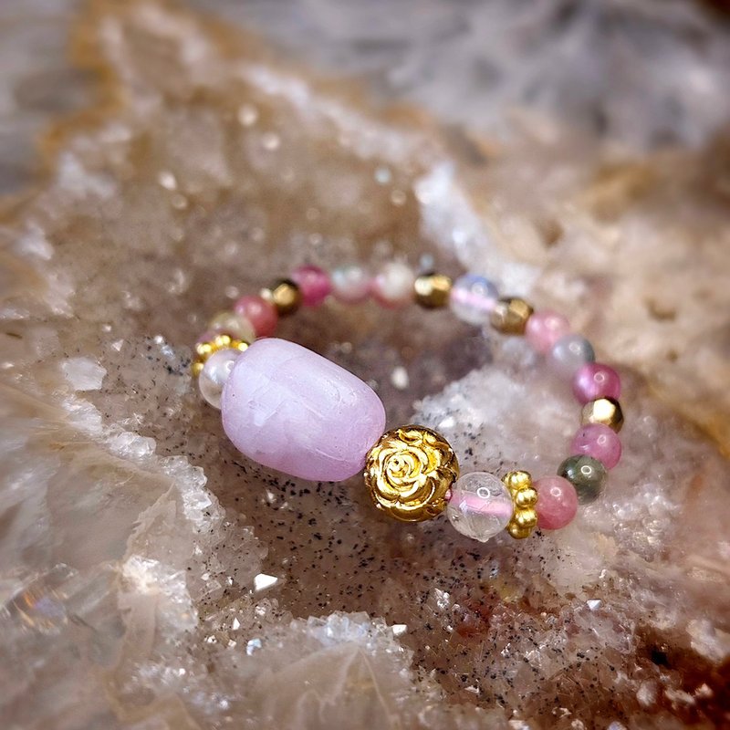 Rose Queen | Cat's Eye Kunzite | Tourmaline | Blue Moonlight | - แหวนทั่วไป - คริสตัล 