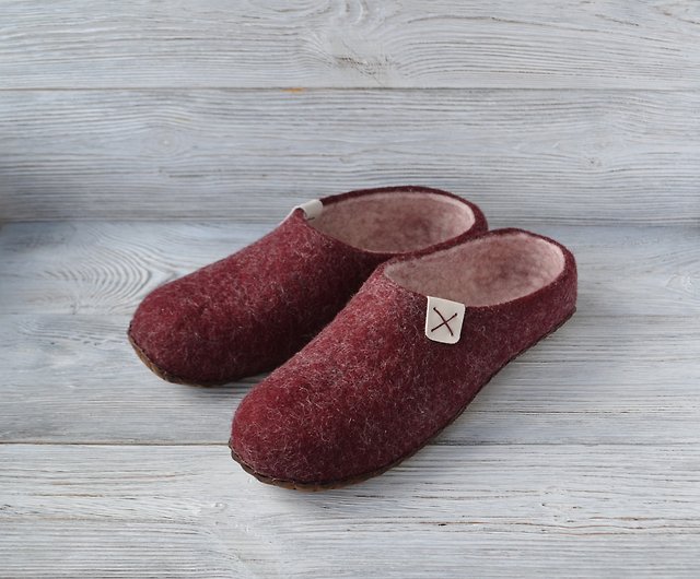 Burgundy slippers for men and women Custom warm home shoes House