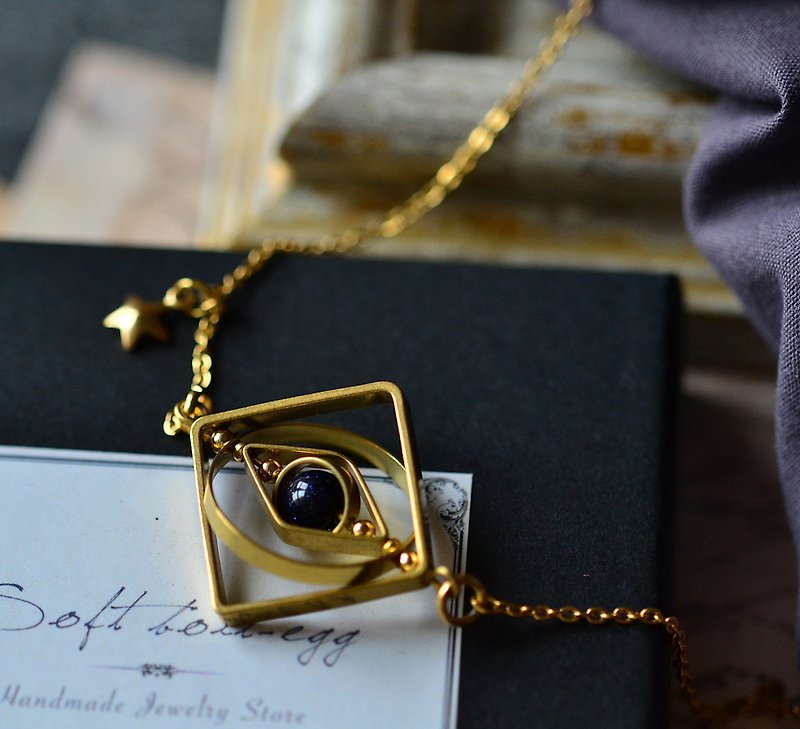 Eye of Horus Goldstone Long Necklace - สร้อยคอยาว - คริสตัล สีทอง