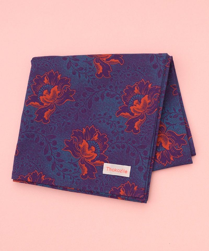PURPLE FLOWER BANDANA SCARF - Scarves - Cotton & Hemp Purple