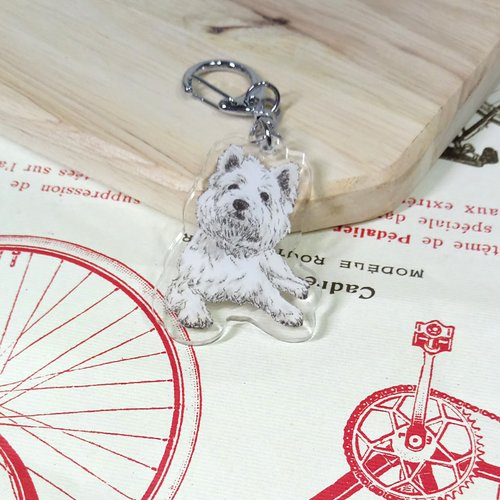 Westy keyrings / West Highland White Terrier key chains and dog