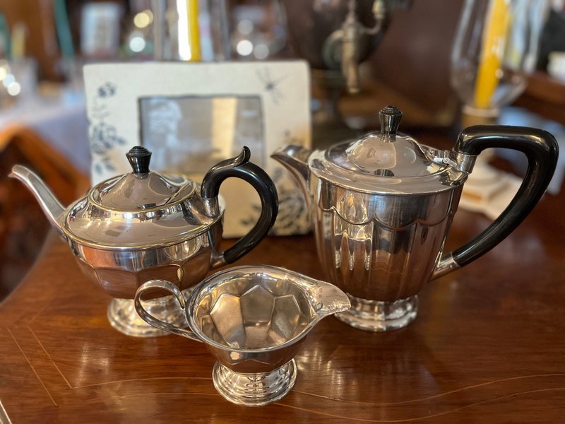 Sheffield, UK, century-old antique silver coffee pot, teapot and milk cup three-piece set - Teapots & Teacups - Silver 