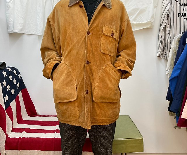 Tommy Hilfiger Khaki suede hunting jacket vintage two handmade coat large - Shop afterworktw Men's Coats & Jackets - Pinkoi