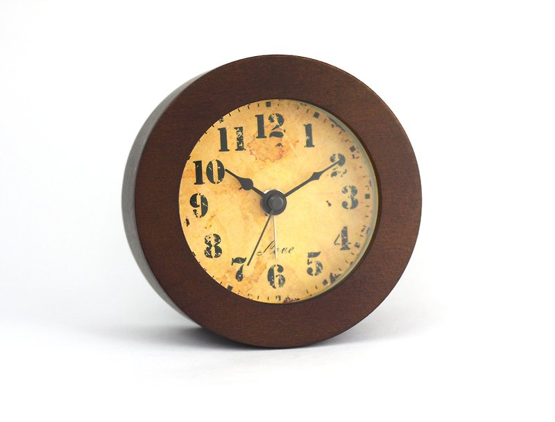 Vintage style Round Wood Alarm Clock - นาฬิกา - ไม้ 