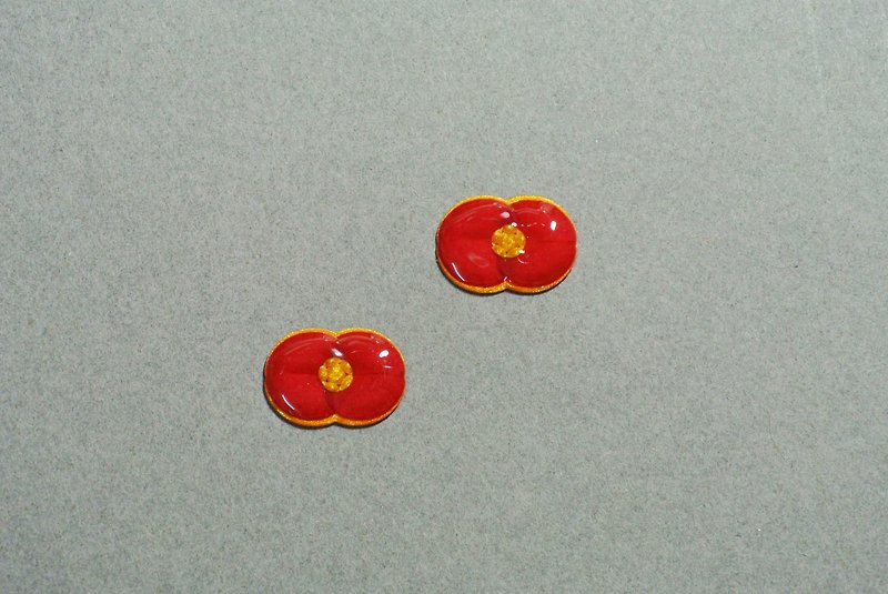 Kirin Flower Earrings (Small) - ต่างหู - กระดาษ สีแดง