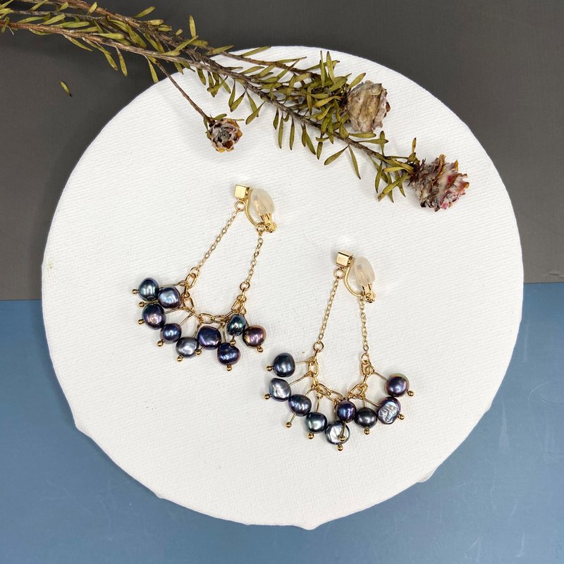 Natural Pearl 14KGF earrings 【irregular pearls 】【Colourful Pearls Earrings】 - ต่างหู - ไข่มุก หลากหลายสี