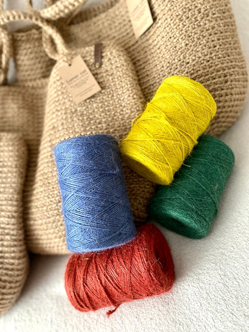 Jute cord twine twisted 0.5 kg skein, yellow red blue green jute cord - Other - Eco-Friendly Materials 