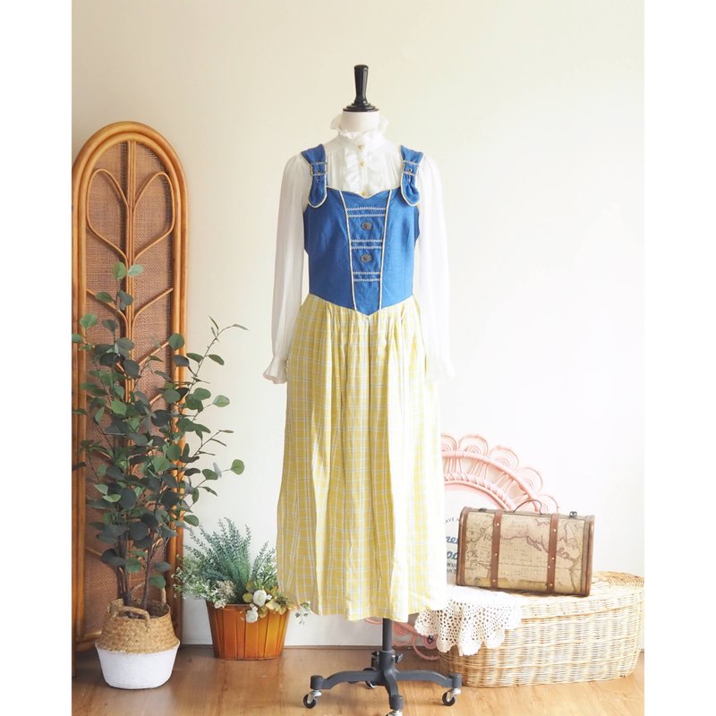 Vintage pinafore from Germany - One Piece Dresses - Cotton & Hemp Blue