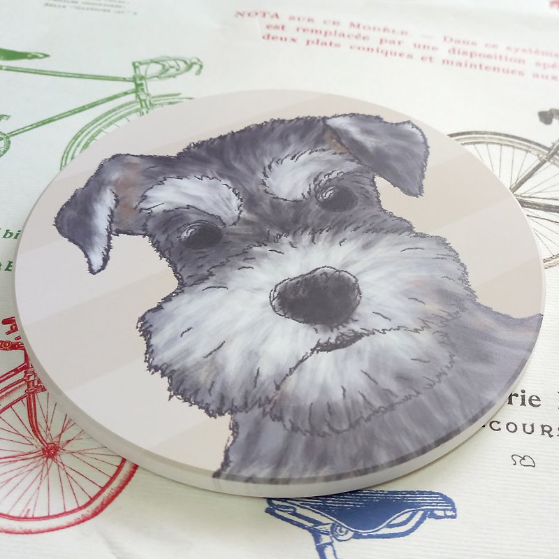 Schnauzer-absorbent coaster~ceramic coaster - Coasters - Pottery 